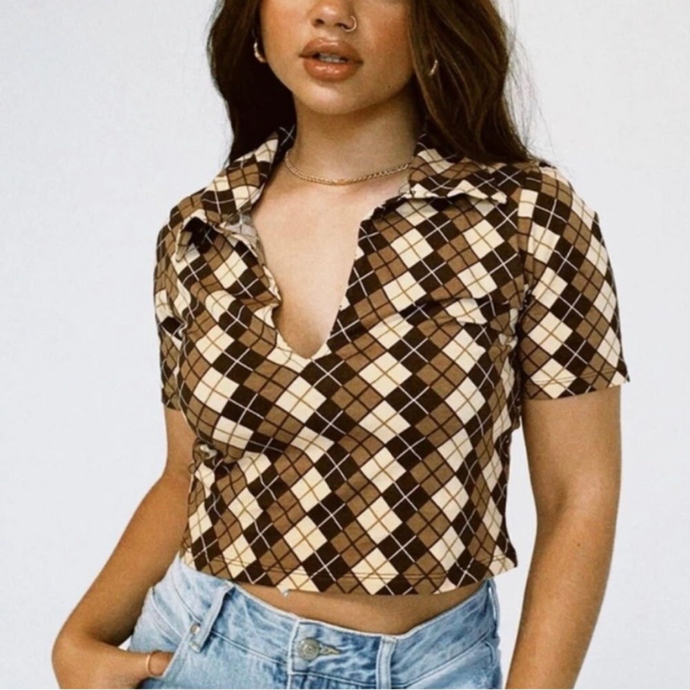 MOTEL ROCKS (XS) REZEL SHIRT ARGYLE BROWN